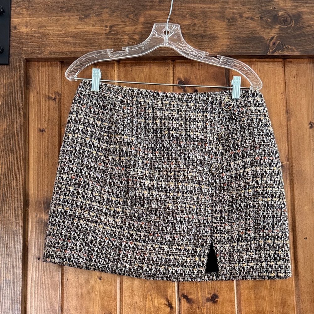 Classic Tweed Mini Skirt in Neutral Multi
